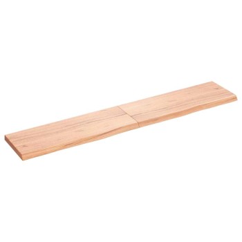 Világosbarna kezelt tömör fa fürdőszobai pult 160x30x(2-4) cm