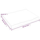 Világosbarna kezelt tömör tölgyfa asztallap 60x50x(2-4) cm