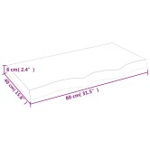 Világosbarna kezelt tömör tölgyfa asztallap 80x40x(2-6) cm