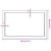 Világosbarna kezelt tömör tölgyfa asztallap 80x50x(2-4) cm