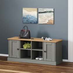 Vigo szürke tömör fenyőfa cipőtároló pad 106 x 35 x 40 cm