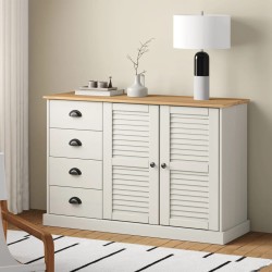 Vigo fehér tömör fenyőfa fiókos tálalószekrény 113x40x75 cm