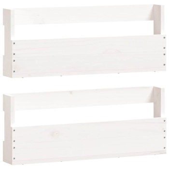 2 db fehér tömör fenyőfa fali cipőtartó 59 x 9 x 23 cm