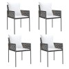 4 db barna polyrattan kerti szék párnával 54x61x83 cm