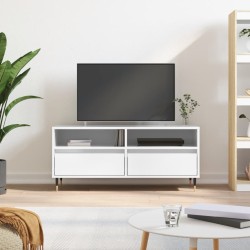 Magasfényű fehér szerelt fa tv-szekrény 100 x 34,5 x 44,5 cm