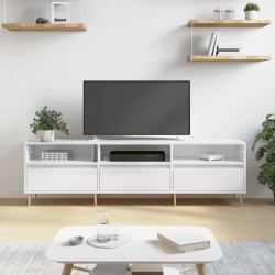 Magasfényű fehér szerelt fa tv-szekrény 150 x 30 x 44,5 cm