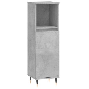 Betonszürke szerelt fa fürdőszobaszekrény 30 x 30 x 100 cm