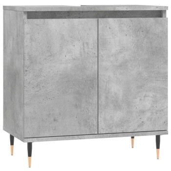Betonszürke szerelt fa fürdőszobaszekrény 58x33x60 cm