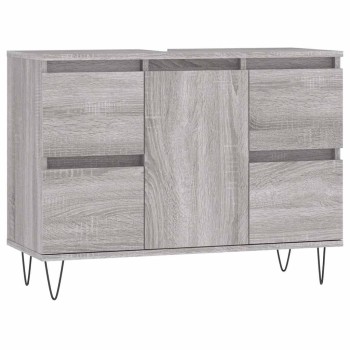Szürke sonoma színű szerelt fa mosdószekrény 80 x 33 x 60 cm