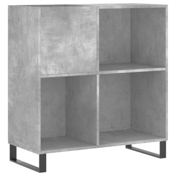 Betonszürke szerelt fa hanglemezszekrény 84,5 x 38 x 89 cm