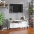 Magasfényű fehér szerelt fa tv-szekrény 100 x 34,5 x 44,5 cm