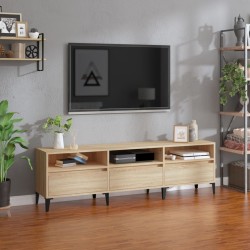 Sonoma-tölgyszínű szerelt fa fali tv-szekrény 150x30x44,5 cm