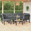 7 részes fekete-szürke polyrattan kerti ülőgarnitúra