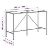 11 részes szürke polyrattan kerti bárszett