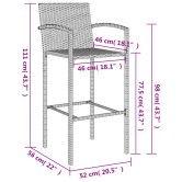 11 részes szürke polyrattan kerti bárszett