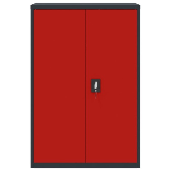 Antracitszürke-piros acél irattartó szekrény 90x40x140 cm