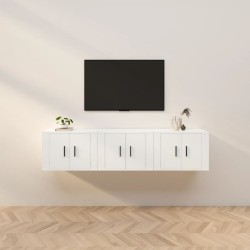 3 db fehér falra szerelhető tv-szekrény 57 x 34,5 x 40 cm