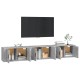 3 db betonszürke fali tv-szekrény 80 x 34,5 x 40 cm