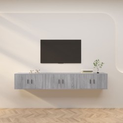 3 db szürke sonoma falra szerelhető tv-szekrény 80x34,5x40 cm