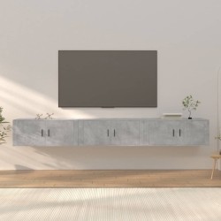 3 db betonszürke fali tv-szekrény 100 x 34,5 x 40 cm