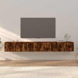 3 db füstös tölgyszínű fali tv-szekrény 100 x 34,5 x 40 cm