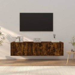 3 részes füstös tölgy színű szerelt fa tv-szekrényszett