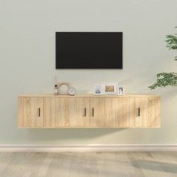 3 részes sonoma tölgy színű szerelt fa tv-szekrényszett