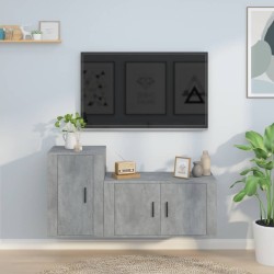 2-részes betonszürke szerelt fa tv-szekrényszett