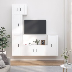 5 részes fehér szerelt fa tv-szekrényszett
