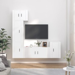5 részes fehér szerelt fa tv-szekrényszett