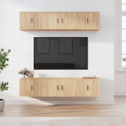 6 részes sonoma tölgy színű szerelt fa tv-szekrényszett