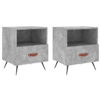2 db betonszürke szerelt fa éjjeliszekrény 40 x 35 x 47,5 cm