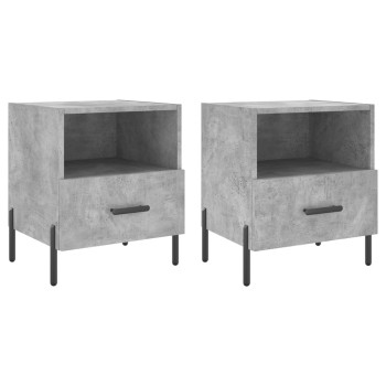 2 db betonszürke szerelt fa éjjeliszekrény 40 x 35 x 47,5 cm