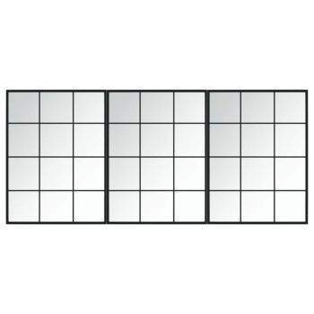 3 db fekete fém fali tükör 80x60 cm