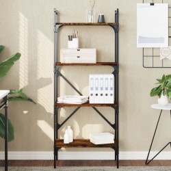 4-szintes füstölt tölgyszínű fa könyvespolc 56x31,5x138,5 cm