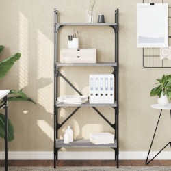 4-szintes szürke sonoma színű fa könyvespolc 56x31,5x138,5 cm