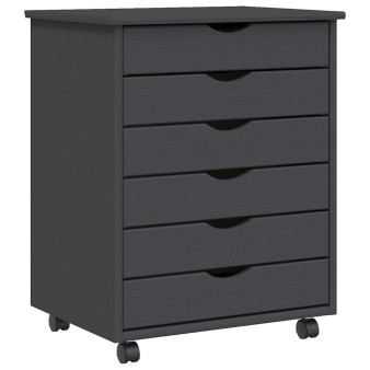 Moss szürke tömör fenyőfa görgős szekrény fiókokkal