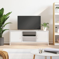 Magasfényű fehér szerelt fa tv-szekrény 102x30x37,5 cm