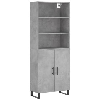 Betonszürke szerelt fa magasszekrény 69,5 x 34 x 180 cm