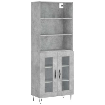 Betonszürke szerelt fa magasszekrény 69,5 x 34 x 180 cm
