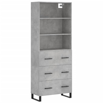 Betonszürke szerelt fa magasszekrény 69,5 x 34 x 180 cm