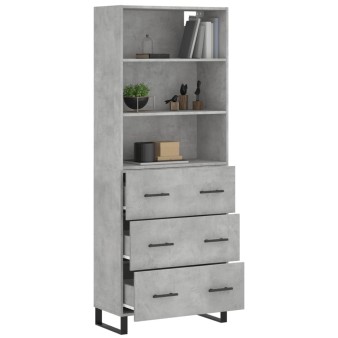 Betonszürke szerelt fa magasszekrény 69,5 x 34 x 180 cm