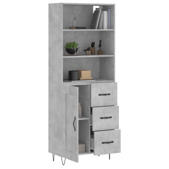 Betonszürke szerelt fa magasszekrény 69,5 x 34 x 180 cm