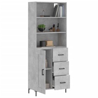 Betonszürke szerelt fa magasszekrény 69,5 x 34 x 180 cm