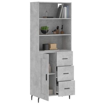 Betonszürke szerelt fa magasszekrény 69,5 x 34 x 180 cm