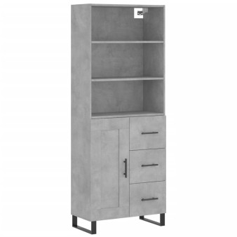 Betonszürke szerelt fa magasszekrény 69,5 x 34 x 180 cm