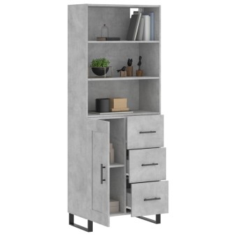 Betonszürke szerelt fa magasszekrény 69,5 x 34 x 180 cm