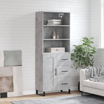 Betonszürke szerelt fa magasszekrény 69,5 x 34 x 180 cm