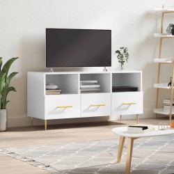 Fehér magasfényű szerelt fa tv-szekrény 102x36x50 cm
