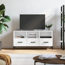 Fehér magasfényű szerelt fa tv-szekrény 102x36x50 cm